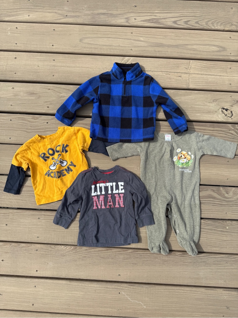Size 12-18M Clothing Bundle - Long Sleeves (2 shirts, 1 footies, 1 sweatshirt)